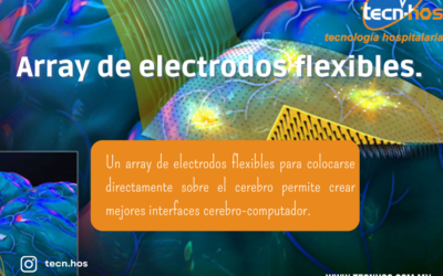 Array de electrodos flexibles para colocarse en el cerebro.